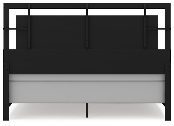 Covetown King Panel Bed with Mirrored Dresser, Chest and 2 Nightstands