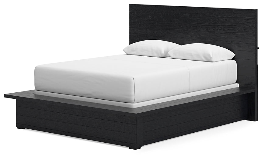 Londer Queen Panel Bed with Mirrored Dresser and Nightstand