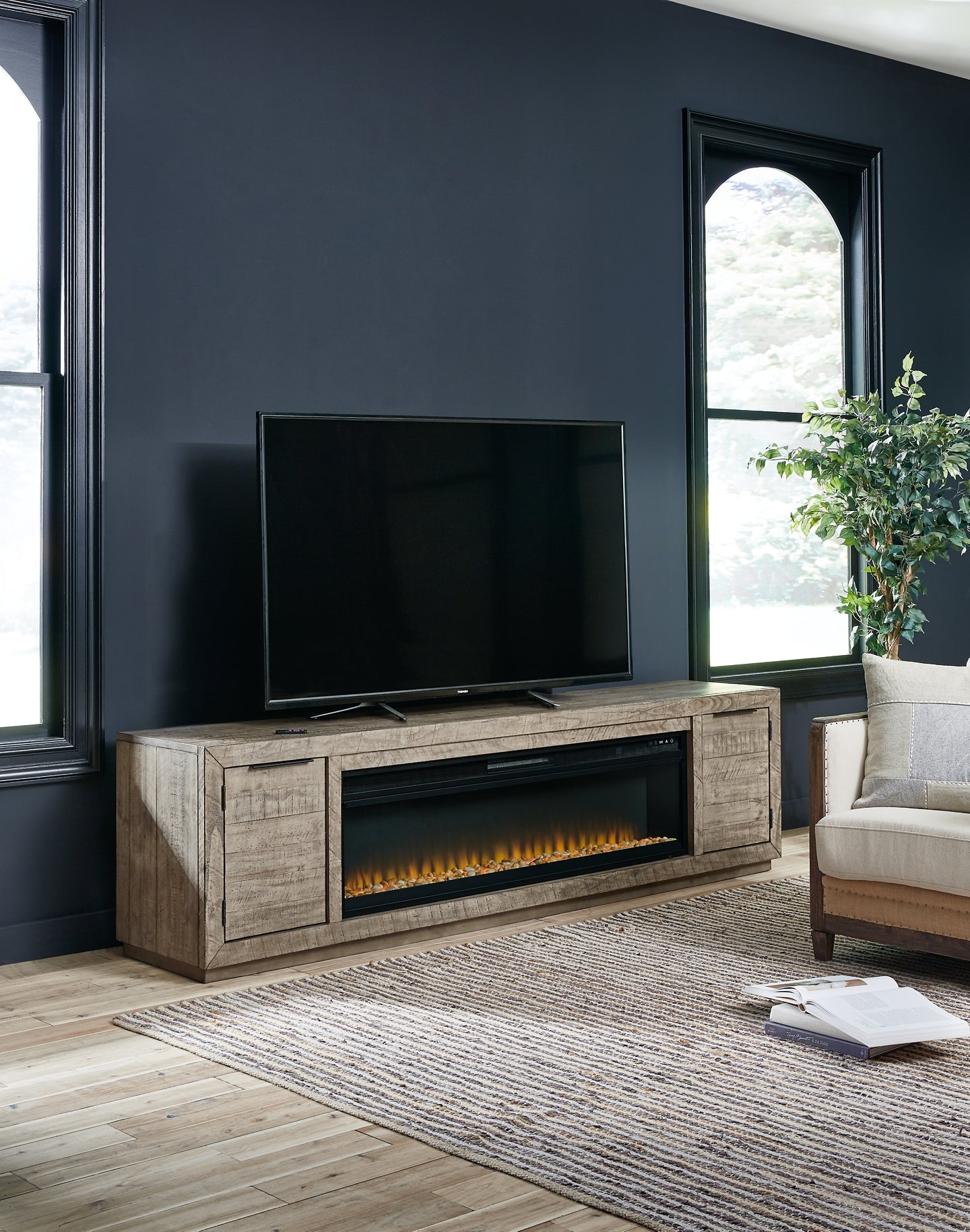 Extra large deals fireplace tv stand