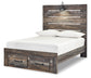 Drystan Full Panel Bed with 2 Storage Drawers with Mirrored Dresser, Chest and 2 Nightstands