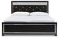 Kaydell King Upholstered Panel Platform Bed with Mirrored Dresser and 2 Nightstands